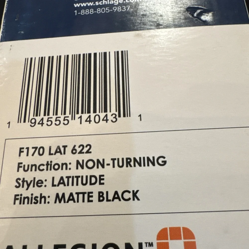 Schlage Latitude Matte Black Dummy Door Handle F170 LAT 622 Non-Turning‎ 💥